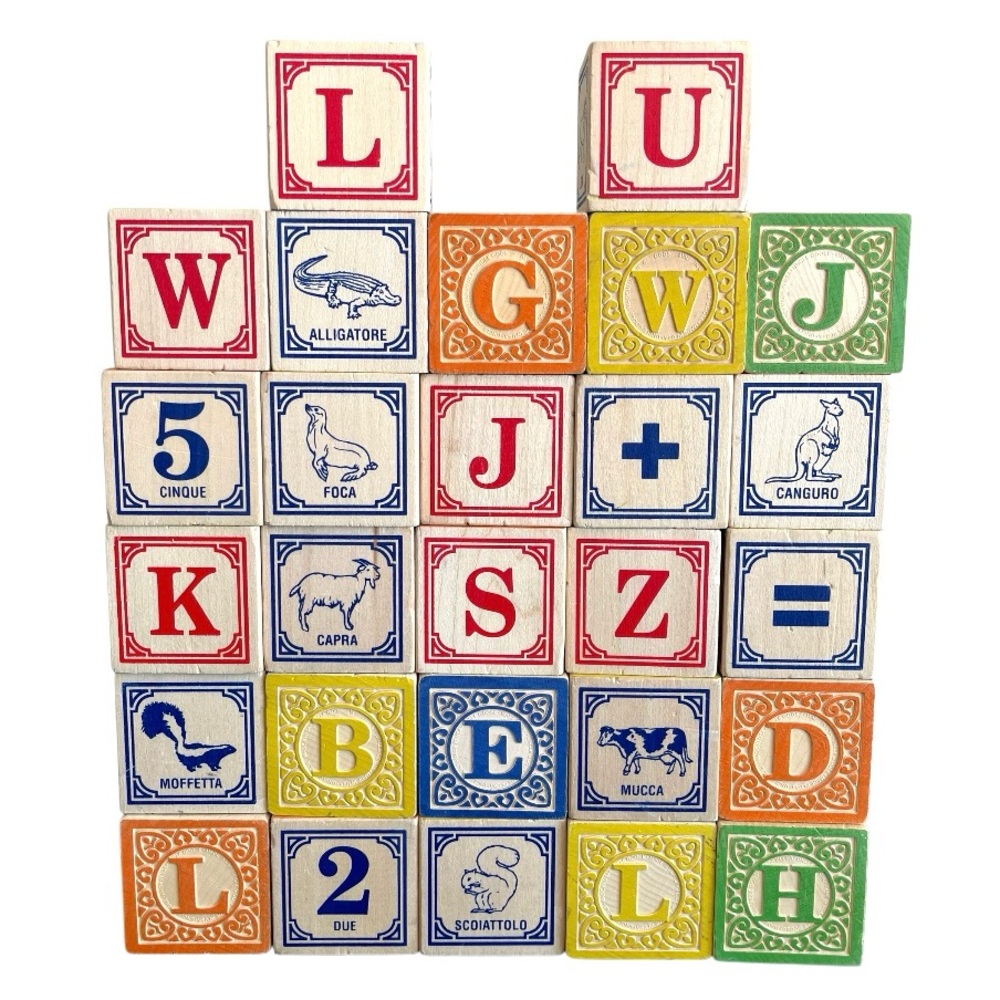 Wooden Alphabet and Number Blocks - Multicolor Educational Stacking Set